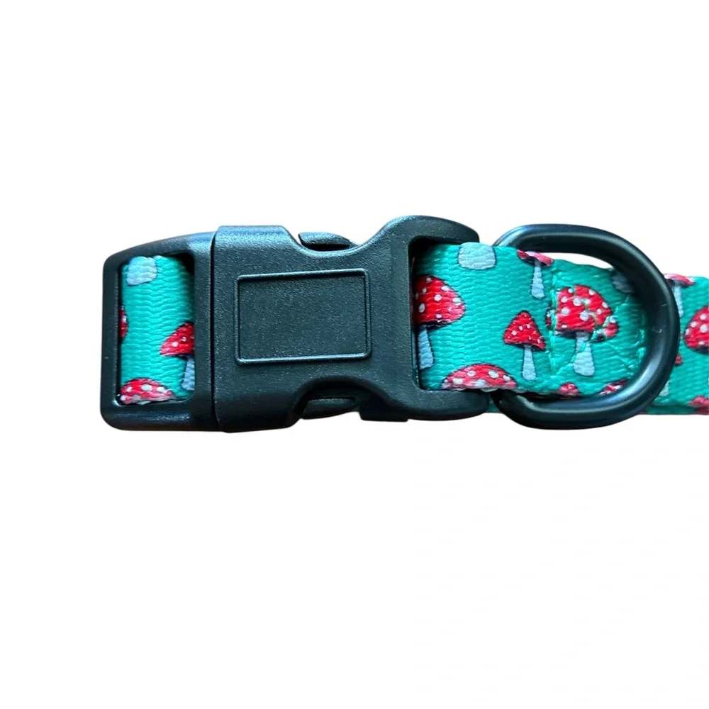 Unleashed Dog Apparel Collar Adjustable Strap Red Mushroom Print Boho Medium